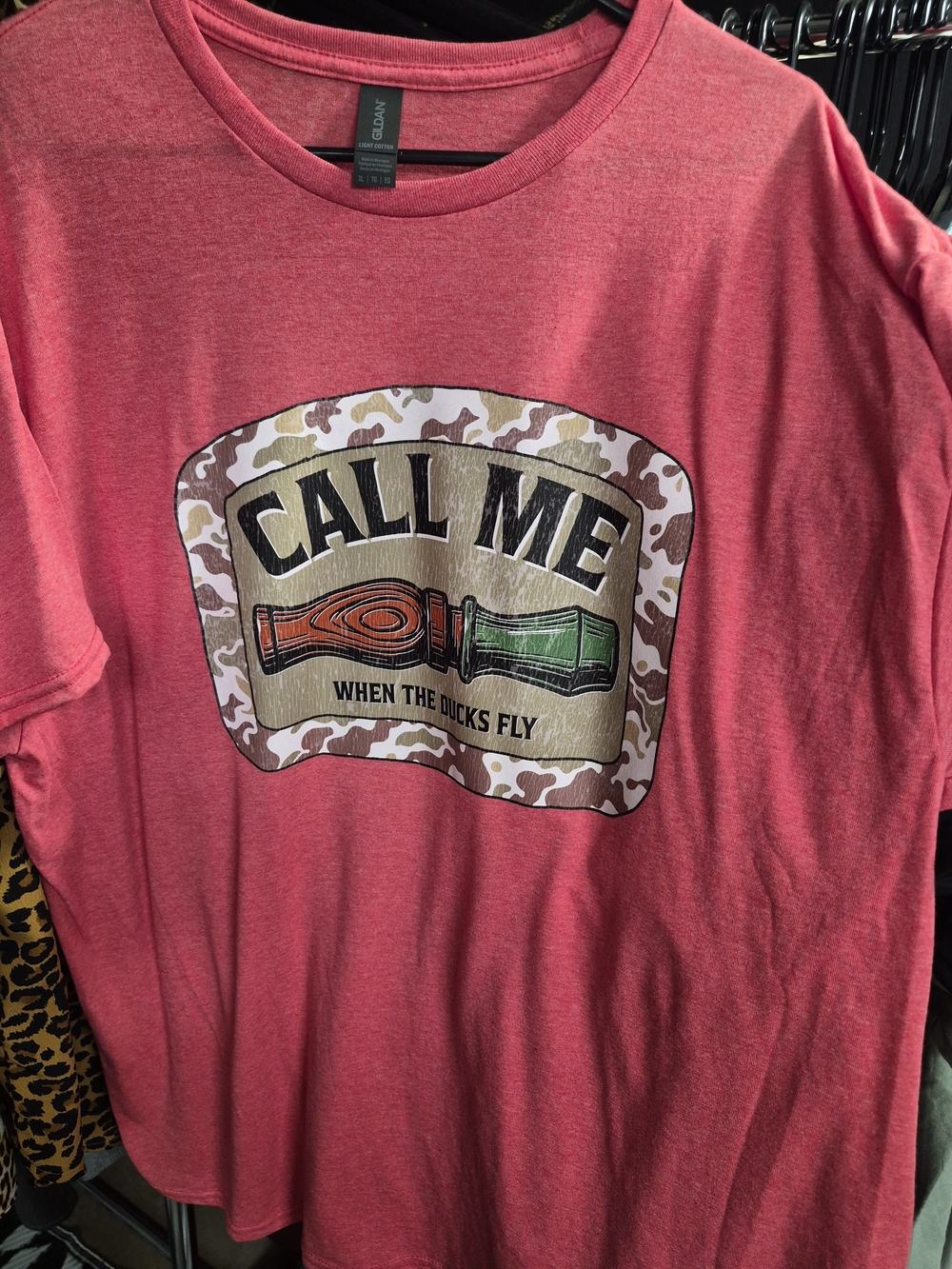 Men's Hunting T Shirt Gildan Red Heather "Call Me" Graphic Short-Sleeve Tee